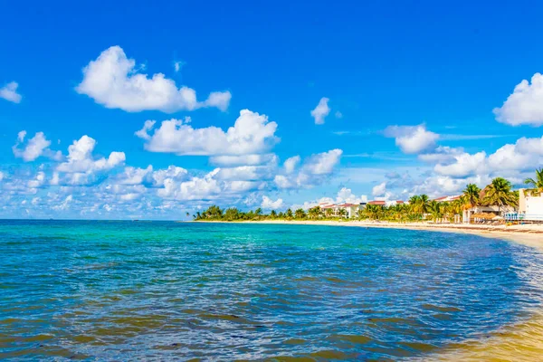 Карибский Пейзаж Бирюзовой Голубой Водой Пляже Playa Del Carmen Mexico — стоковое фото