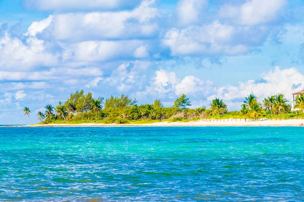 Panorama Tropicale Messicano Spiaggia Caraibica Paesaggio Con Acqua Turchese Chiaro — Foto Stock