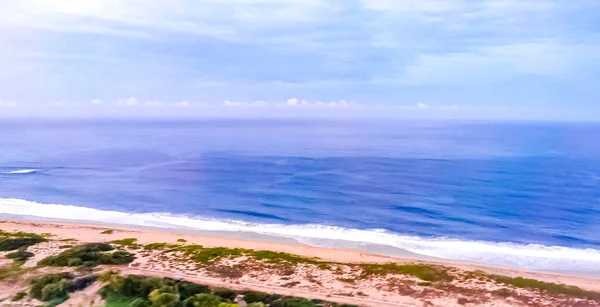 Vliegtuig Landing Kust Puerto Escondido Met Uitzicht Vanuit Het Raam — Stockfoto
