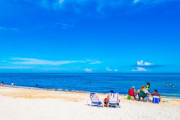 Tropis Meksiko Pemandangan Pantai Panorama Orang Pesta Liburan Playa Del — Stok Foto