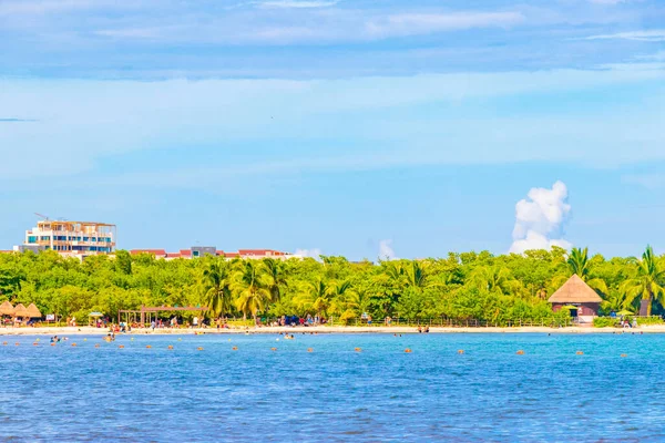 Tropische Mexikanische Strandlandschaft Panorama Menschen Parteien Urlaub Playa Del Carmen — Stockfoto
