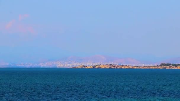 Piękna Plaża Zatoka Kavouri Turkusową Wodą Naturą Voula Vouliagmeni Attica — Wideo stockowe