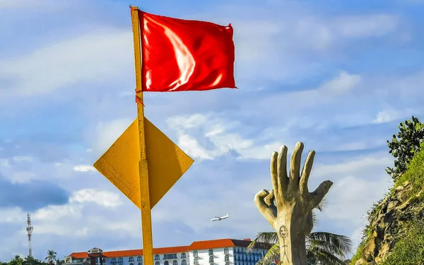 Rote Flagge Schwimmen Verboten Hohe Wellen Zicatela Puerto Escondido Mexiko — Stockfoto