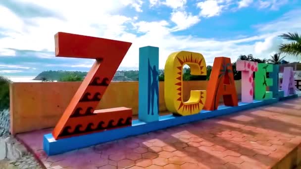 Puerto Escondido Mexico Oktober 2022 Kleurrijke Zicatela Puerto Escondido Letterteken — Stockvideo