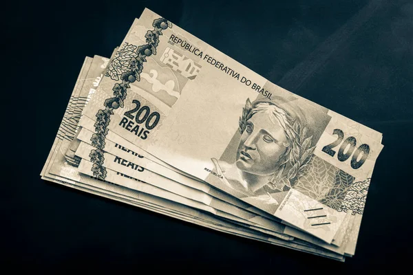 Vieille Image Noir Blanc Rich Money Brésil Billetterie Brésilienne Reas — Photo