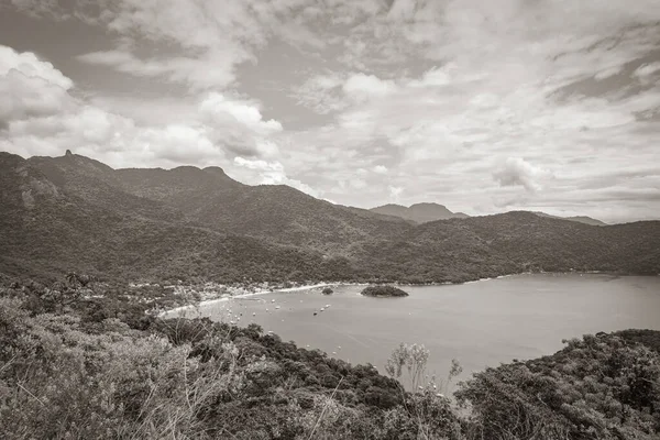 Antigua Imagen Blanco Negro Gran Isla Tropical Ilha Grande Abraao —  Fotos de Stock