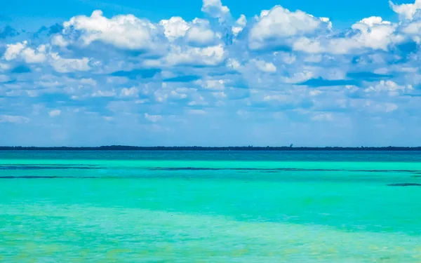 아름다운 모래톱 멕시코 킨타나로오 청록색 과푸른 해변의 — 스톡 사진