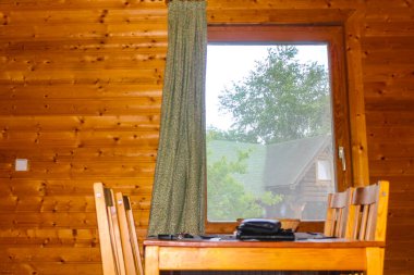 Hemmoor Hechthausen Cuxhaven Aşağı Saksonya Almanya 'sında bir tatil ahşap kulübesinde tatil ve iç tasarım..