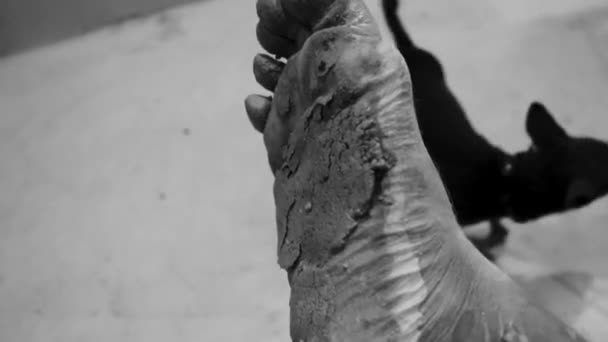 金塔纳罗奥岛上极其肮脏的白色尘土飞扬的脚 — 图库视频影像