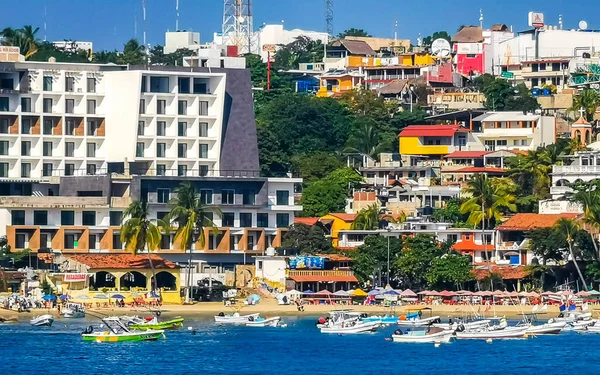 Puerto Escondido Oaxaca Messico Dicembre 2022 Barche Pesca Porto Spiaggia — Foto Stock