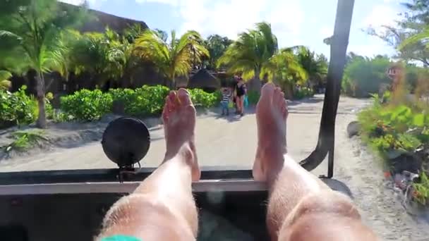 Wózek Golfowy Buggy Ride Feet Isla Holbox Island Quintana Roo — Wideo stockowe
