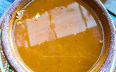 Aztek Meksika çorbası Playa del Carmen Quintana Roo Meksika 'da bir restoranda.