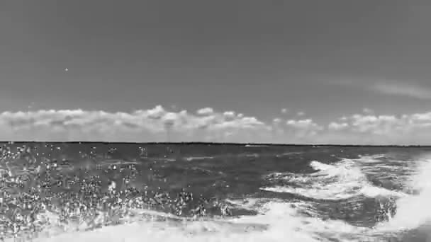Viaje Barco Con Lancha Rápida Ferry Desde Chiquila Isla Holbox — Vídeo de stock