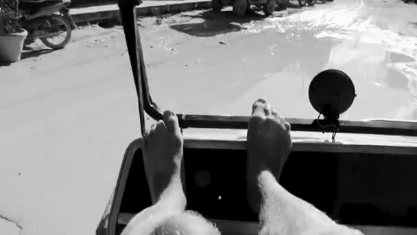 Golf Vagn Buggy Ride Thru Natur Och Stranden Isla Holbox — Stockvideo