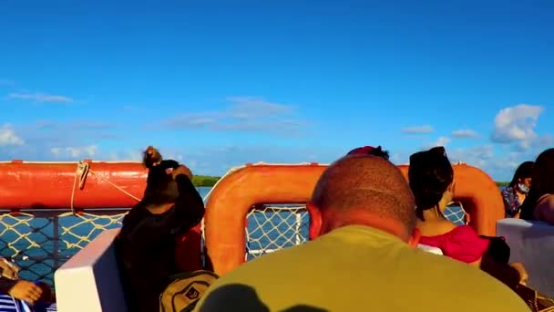 Holbox Quintana Roo Μεξικό Δεκέμβριος 2021 Ακτοπλοϊκό Ταξίδι Ταχύπλοο Πλοίο — Αρχείο Βίντεο