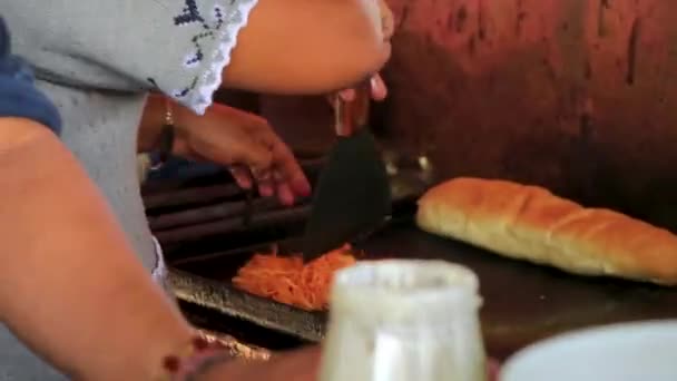 Mexican Food Torta Tacos Sandwich Prepared Isla Holbox Island Quintana — 비디오