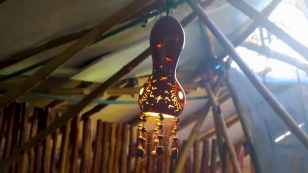 Beautiful Decorative Homemade Lamps Lights Isla Holbox Island Quintana Roo — Vídeo de Stock