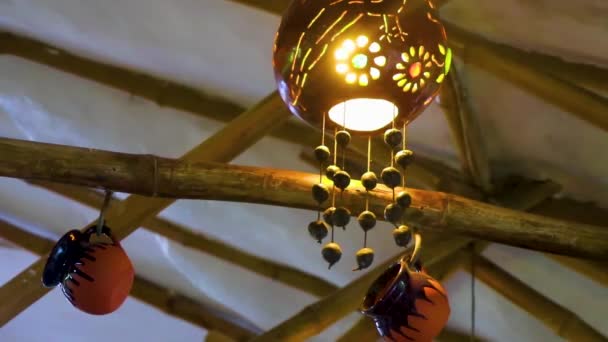Beautiful Decorative Homemade Lamps Lights Isla Holbox Island Quintana Roo — Vídeo de Stock