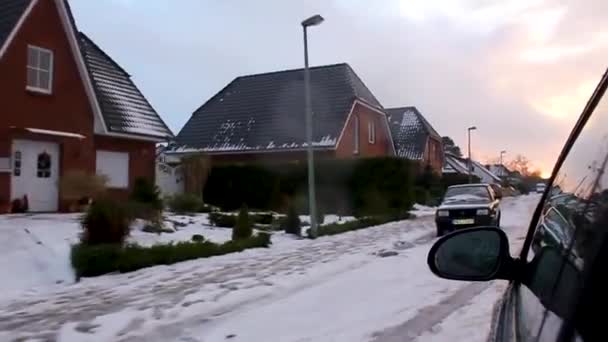 Bremerhaven Bremen Germany December 2010 Driving Winter Snow Car Roads — Stock videók