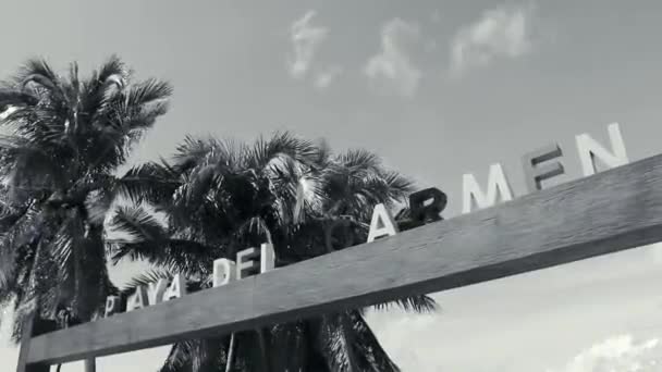 Красочный Символ Надписью Playa Del Carmen Пляже Пунта Эсмеральда Плайя — стоковое видео
