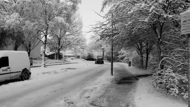 Bremerhaven Bremen Germany Dcmbr 2010 Roads Landscape Snow Winter Leherheide — Stockvideo