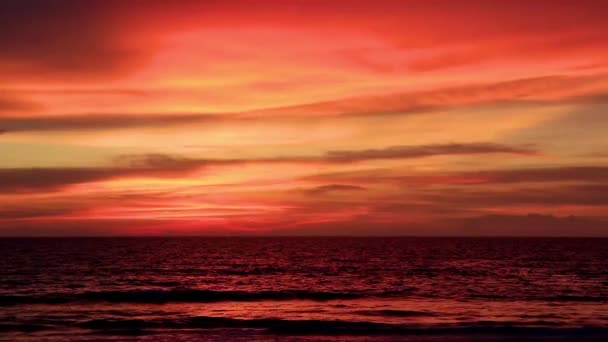 Schöne Atemberaubende Bunte Und Goldene Sonnenuntergang Gelb Orange Rot Strand — Stockvideo