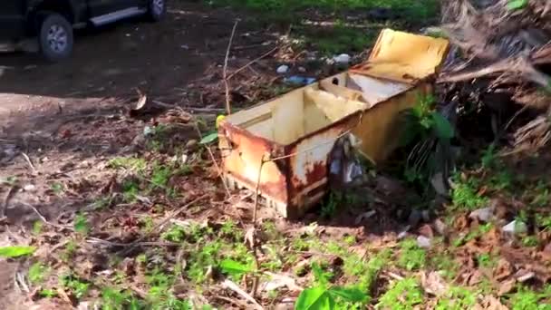 Garbage Dirt Plastic Poison Litter Fridge Refrigerator Pollution Beach Naithon — Vídeos de Stock