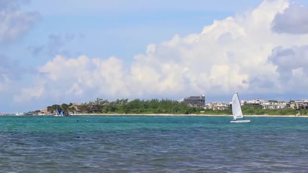 Video Sailing Boat Yacht Ship Ferry Jetty Pier Harbor Tropical — Stock Video