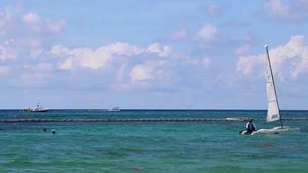 Video Sailing Boat Yacht Ship Ferry Jetty Pier Harbor Tropical — стокове відео