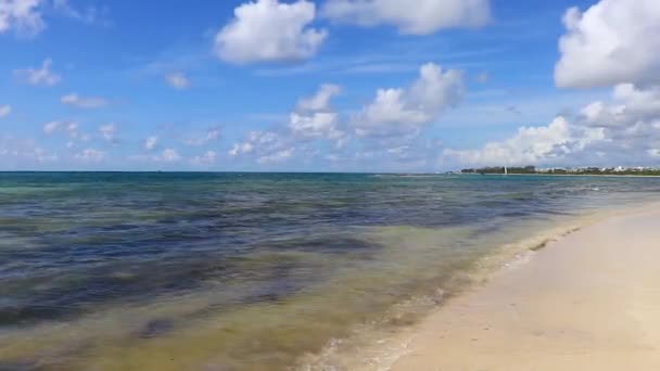 Tropical Caribbean Beach Landscape Panorama Clear Turquoise Blue Water Playa — Video Stock