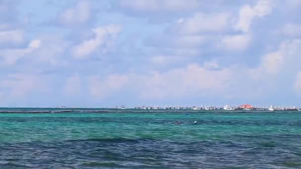 Tropical Caribbean Beach Landscape Panorama Clear Turquoise Blue Water Playa — Stock video