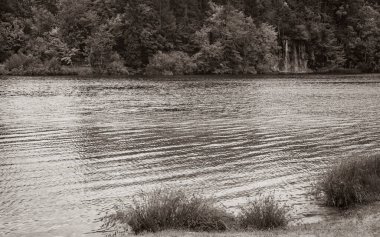 Plitvice Gölleri Ulusal Parkı Hırvatistan 'da şelaleli mavi ve yeşil renkli turkuaz su.