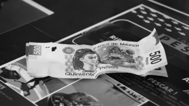 Holbox Quintana Roo Mexico December 2021 Mexican Money 500 Pesos — Αρχείο Βίντεο