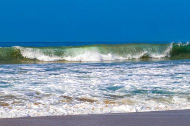 Zicatela Puerto Escondido Oaxaca 'da büyük sörfçü dalgaları..