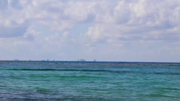 Панорама Узбережжя Тропічних Пляжів Косумель Чистою Бірюзовою Блакитною Водою Playa — стокове відео