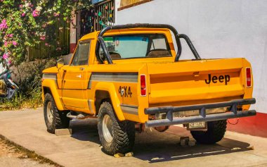 Puerto Escondido Oaxaca Mexico 2022 Various Mexican pickup trucks cars 4x4 Off-road vehicles in Puerto Escondido Zicatela Oaxaca Mexico.