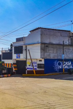 Puerto Escondido Oaxaca Mexico 2022 Busy road street driving cars traffic jam and places in Zicatela Puerto Escondido Oaxaca Mexico.