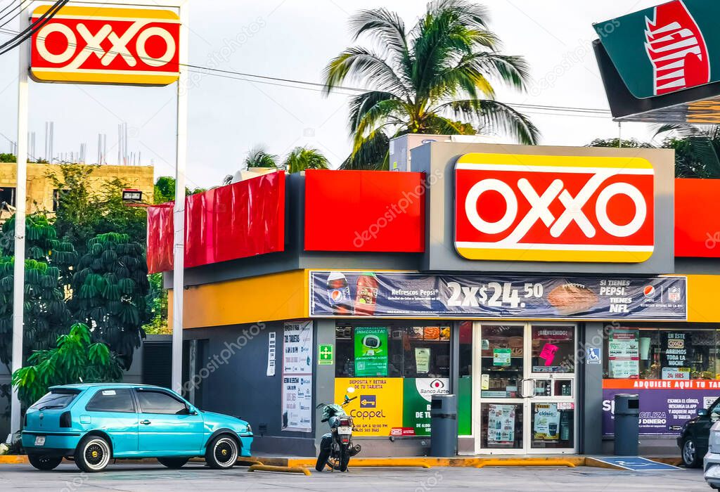Puerto Escondido Oaxaca Mexico 2022 Oxxo supermarket shop store at the road street or petrol gas station in Zicatela Puerto Escondido Oaxaca Mexico.