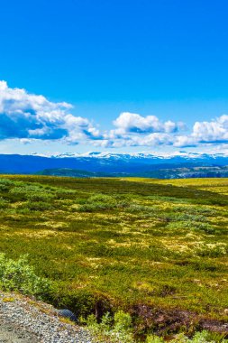 İskandinavya 'daki Rondane Ulusal Parkı Ringbu Innlandet Norveç' te el değmemiş doğa tepeleri ve kaya taşlarıyla güzel bir dağ manzarası..