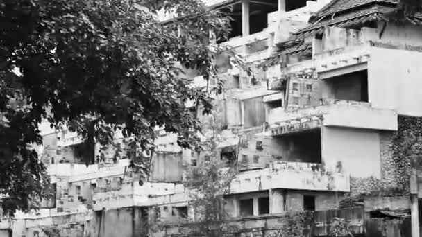 Enorme Horrible Abandonado Hotel Complejo Ruinas Naithon Beach Sakhu Thalang — Vídeos de Stock