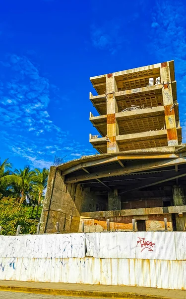 Huge gigantic construction stop building ruin building site in Zicatela Puerto Escondido Oaxaca Mexico.