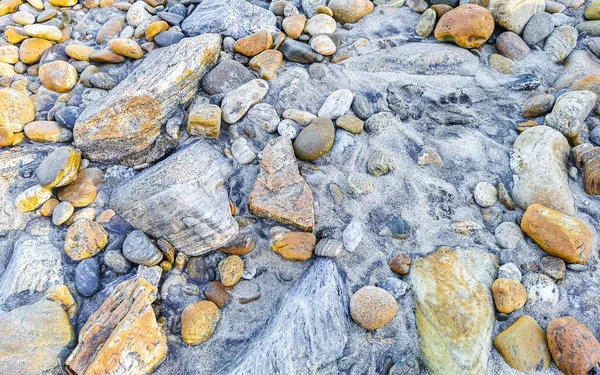 Beautiful Rocks Cliffs Stones Boulders Pattern Texture Beach Punta Zicatela — Stockfoto