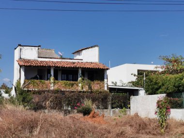 Lüks, güzel tropikal modern evler ve Bacocho Puerto Escondido Oaxaca Meksika 'daki oteller..