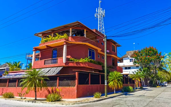 stock image Luxurious beautiful tropical modern houses and residential hotels resorts in Bacocho Puerto Escondido Oaxaca Mexico.