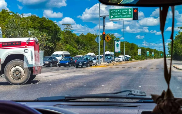 Playa Del Carmen Quintana Roo México 2022 Conducir Atasco Tráfico —  Fotos de Stock