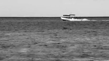 Playa 88 ve Playa del Carmen Quintana Roo Meksika 'daki Punta Esmeralda' dan tropikal Meksika sahili manzaralı rıhtımda vapur vapuru iskelesi ve limanı..