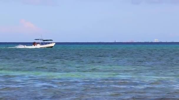Łódź Jacht Prom Pomost Pomost Port Tropikalnym Meksyku Widok Plażę — Wideo stockowe