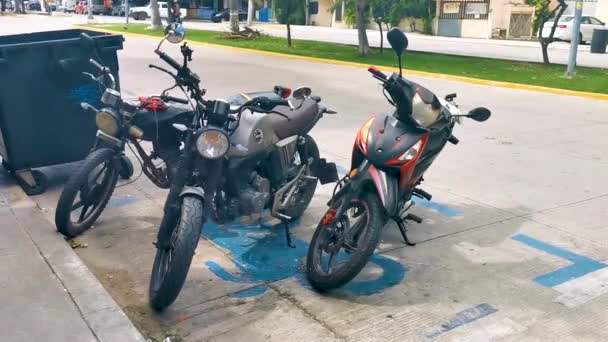 Playa Del Carmen Quintana Roo Mexico September 2022 Olika Motorcyklar — Stockvideo
