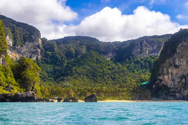 Bela Vista Panorâmica Paraíso Tropical Montanhas Praia Água Azul Turquesa — Fotografia de Stock