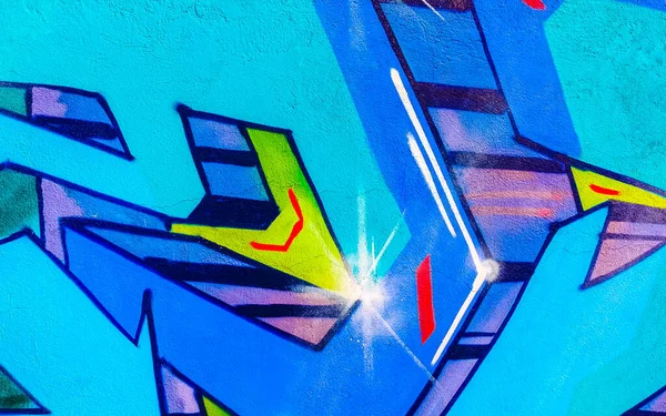 Puerto Escondido Oaxaca Mexiko Januar 2023 Mauer Mit Farbenfrohen Graffiti — Stockfoto